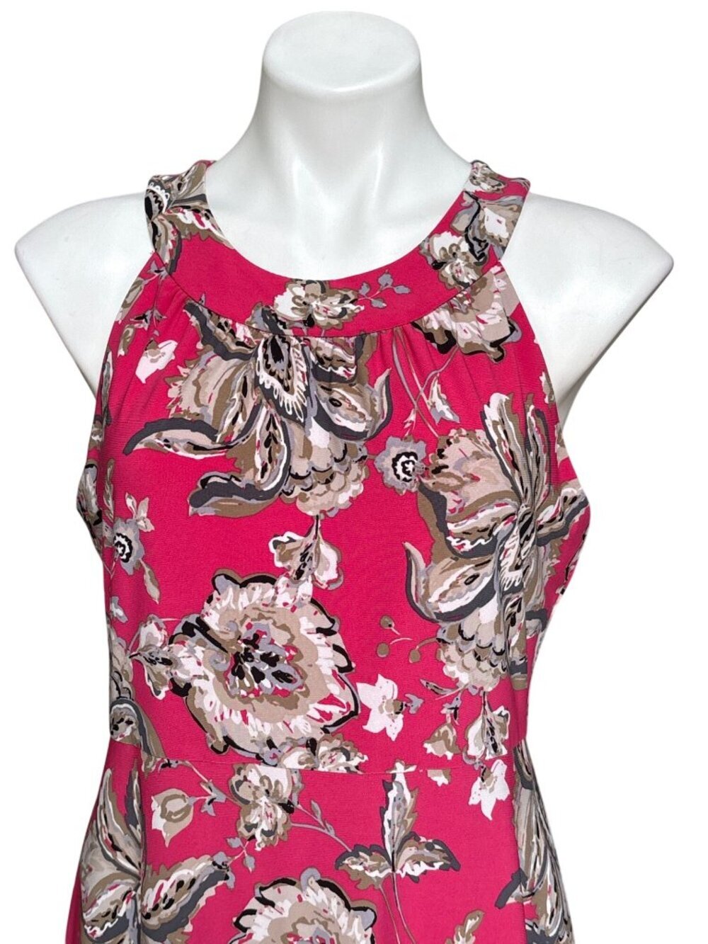 Tommy Hilfiger Women's Floral Fuchsia Pink Sleeveless Fit & Flare Dress Size 10 - Picture 2 of 9